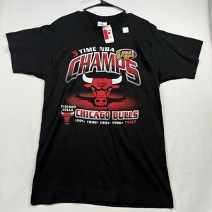 Vintage Chicago Bulls 5 Time NBA Champs T-Shirt Mens‎ Medium Black Deadstock